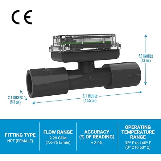 TM Series Turbine Flow Meter for Water Applications, 3/4 inch Female NPT Fittings (TM07NQ9GMA)