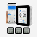 Weather Stations Wireless Indoor Outdoor Thermometer Alarm & Smart WiFi Weather Forecast Next 3 Days with Phone App Temperature & Humidity Monitor with 3 sensors Store 1 Year's Data. (2CO17-3)
