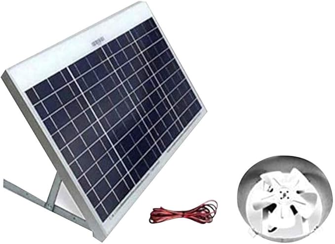 Amtrak Solar Powerful 100-Watt Galvanized Steel Solar Attic Fan Cools, Ventilates Exhaust Your House, Garage or RV and Protects Against Moisture Build-up (Angle Brackets)