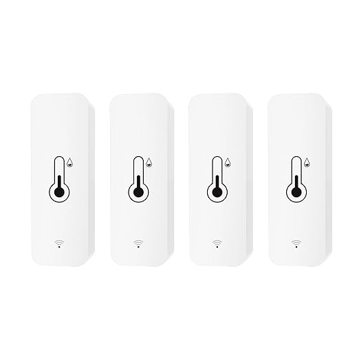 MOES WiFi Humidity Temperature Monitor Smart Hygrometer Thermometer for Remote Monitor and Alert, High Precision Indoor Thermometer with Tuya App, Compatible with Alexa & Google Assistant, 4 Pack