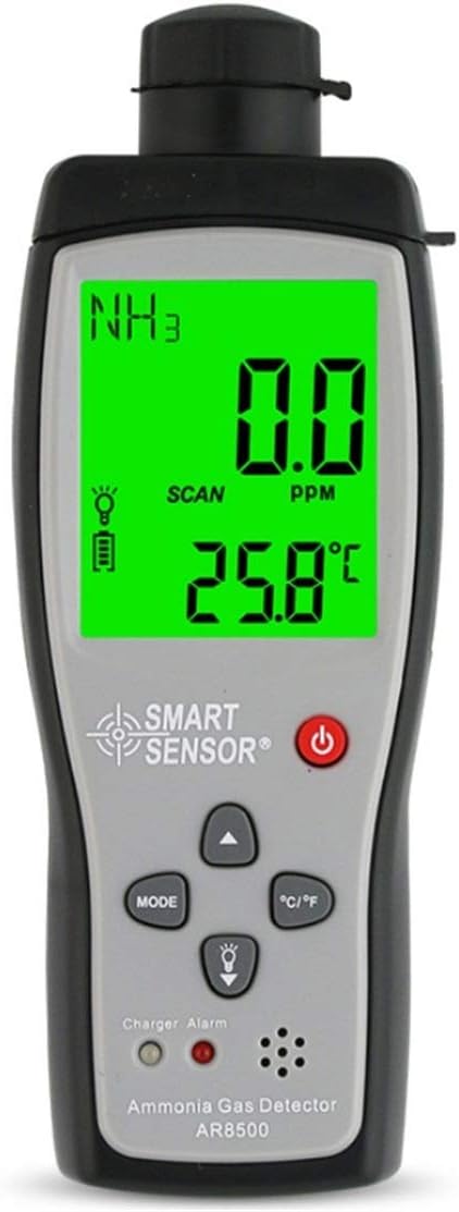 Portable Ammonia Gas Detector 0~100ppm LCD Backlight Rechargeable Li-Battery Powered Sensitive Alarm Digital NH3 Gas Concentration Monitor Tester Meter
