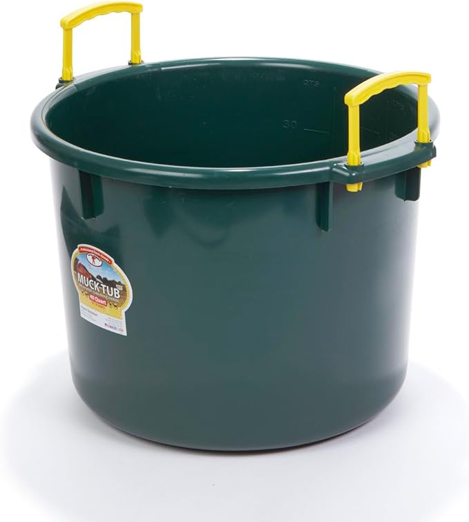 Little Giant® Plastic Muck Tub | Durable & Versatile Utility Bucket with Handles | Muck Bucket | Durable Handles | 40 Quart | Green