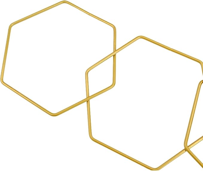 Plant Support Trellis Hexagonal Chain Trellis,Metal Plant Support With Weatherproof Matte Gold Finish,Indoor Outdoor Use 18-Piece ﻿