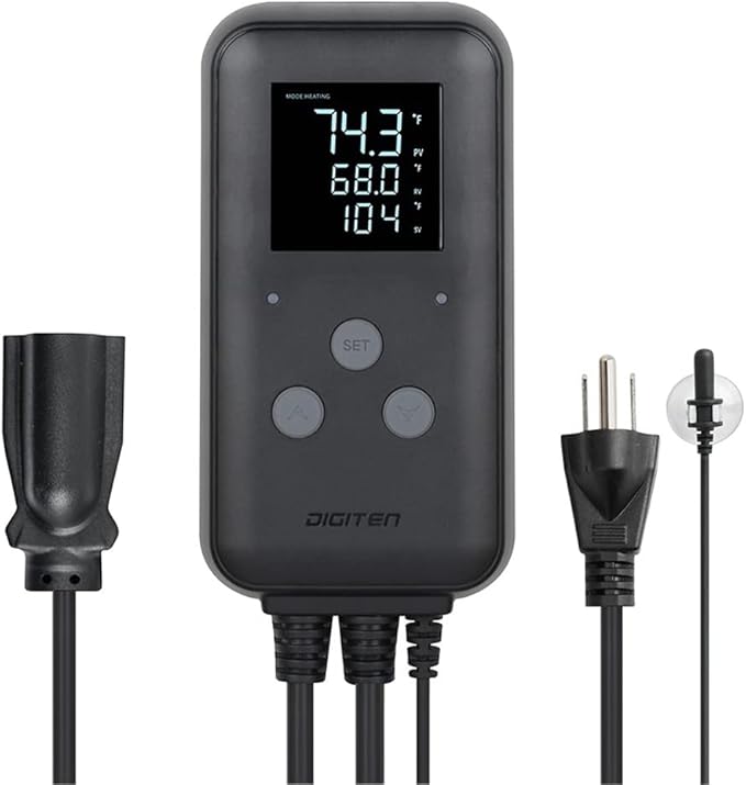 Greenhouse Temperature Controller Digital Waterproof Thermostat for Home Brewing, Fermentation, Breeding, Incubation, Terrarium, Heating & Cooling, 110V 10A 1100W
