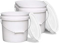 Terra Products Co. White Pails and Lids - Heavy Duty Buckets for Storage - Economical, Durable and Easy to Use (2Gallon 5Pack)