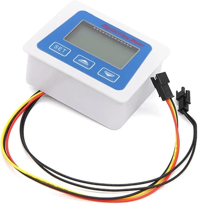 Digital Water Flow Meter Set Smart LCD Flow Rate Monitor Sensor with Temperature Display G1 G1/2 G3/4 Low Repeatability(Power Supply)