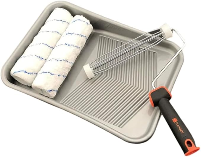 Edward Tools Large 9” Paint Roller Brush Set - Pro Grade Two 9” Roller Brushes and Painting Handle Tool - Large Paint Roller Brush Tray - High Density Roller Naps - for All Paints and Stains -
