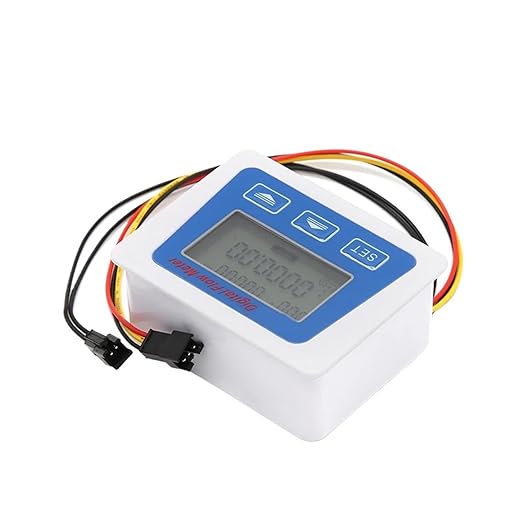 Smart Digital Water Flow Meter Set LCD Flow Rate Monitor Inline Electronic Flow Sensor with Temperature Display G1 G1/2 G3/4(Battery Supply)