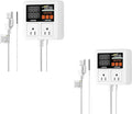 iPower Temperature Controller 1200W 10A Dual Digital Outlet Thermostat Plug, Pre-Wired, 2 Stage Heating and Cooling Mode, Fermentation BBQ Reptile Aquarium, 2 Pack