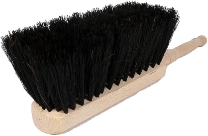 VALENTINO GAREMI Work Areas Cleaning Brush – Long Natural Horsehair | Heavy-Duty Garage, Workshop, Garden & Shed Brush | Beechwood Handle | Made in Germany