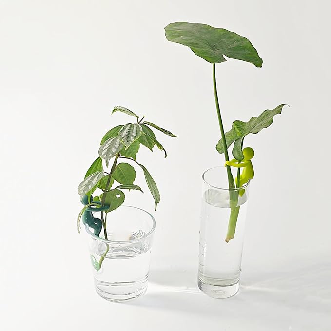 Plant Propagation Buddy & Plant Stakes - 6PCS Cute Propagated Plant Holders for Spider Plants Live House Plants, Indoor Garden Accessories with Soft-Grip Clamps