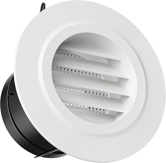 HG Power 3 Inch Round Air Vent, ABS Louver Grille Cover with Built-in Screen Mesh, White Soffit Vent for Bathroom Office Kitchen Ventilation - Opening Size 2.83"
