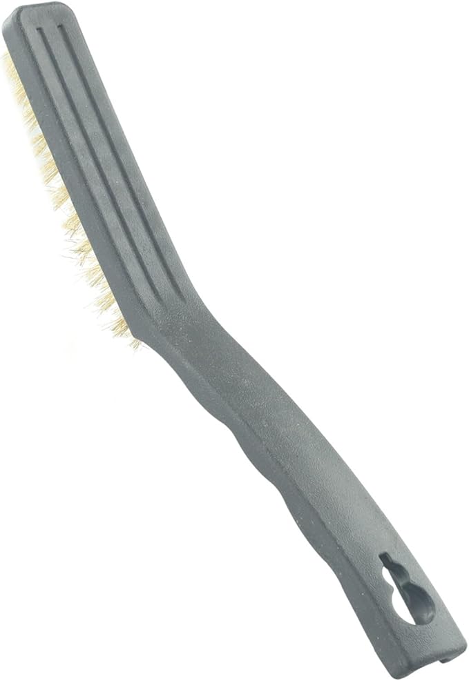 Heavy Duty Mini Wire Brush Set for Rust Removal Engine Cleaning Upholstery and Plastic Surfaces – Steel Brass Nylon Brushes with 9 Inch Handle(Brass)