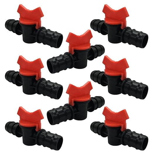 3/4" Drip Irrigation Valve Fits 3/4" Drip Tubing In-Line Shut Off Switch Barbed Valve for Garden Lawn Irrigation Sprinkler System (Pack of 8)