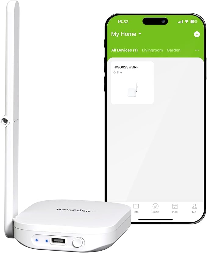 RAINPOINT Antenna Gateway for WiFi Water Timer, Sprinkler Controller, Smart Hose Timer Valve, Drip Irrigation for Garden, Lawn, and Yard