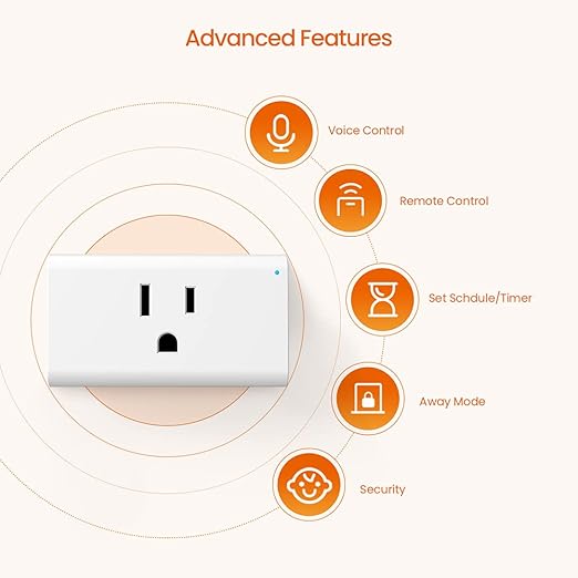 TENDA SP3 (4 Pack) Smart Plug WiFi Outlet Switch, Compatible with Alexa & Google Assistant for Voice Control, Timer & Schedule Function, Compact Design, UL FCC RoHS Certified, No Hub Required