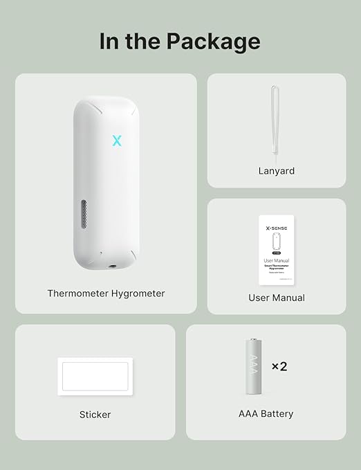 X-Sense Wi-Fi Temperature and Humidity Monitor, Indoor Humidity Meter with App Control, Temperature Sensor for House, Gardening, Free Data Storage Export, SBS50 Base Station Required (Not Included)