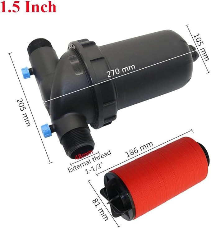 Water Filter, 120 Mesh Disc Garden Irrigation System Strainer 1.25" 1.5" 2" Male Thread Hose Pipe Water Pump Filtering Impurities(1.5 inch)