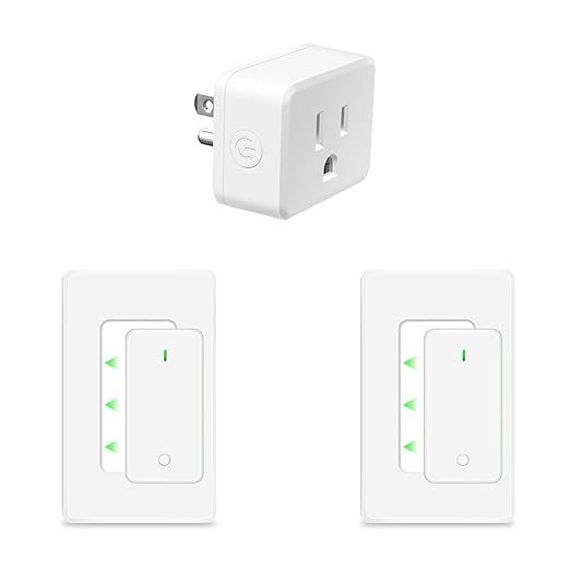 NineLeaf Remote Control Outlet,Wireless Remote Control Outlet Plug,500ft Long Range Wall Mounted Light Switch,15A 1500W for Home and Business,No Wiring,White,2 SW+1 Outlet