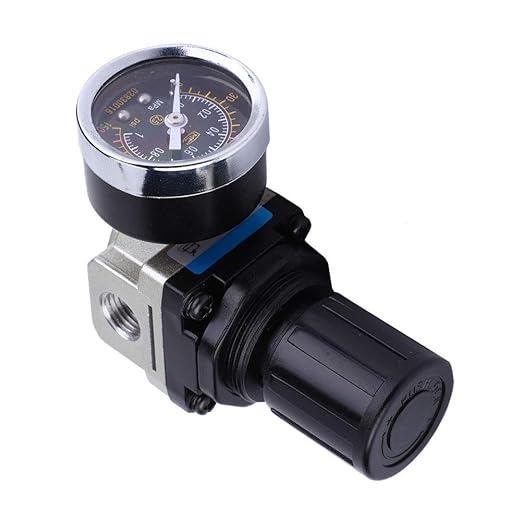 AR2000 02 G1/4 in Pneumatic Pressure Regulator with Meter, Adjustable Air Flowing Control Valve for Industrial Compressors, Filter System Accessories
