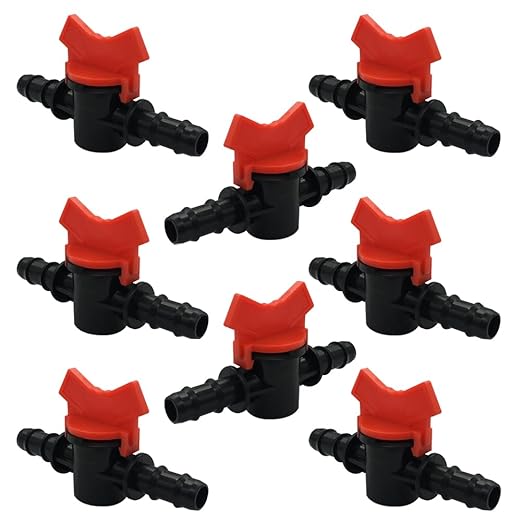 5/8" Drip Irrigation Valve Fits 5/8" Drip Tubing In-Line Shut Off Switch Barbed Valve for Garden Lawn Irrigation Sprinkler System (Pack of 8)