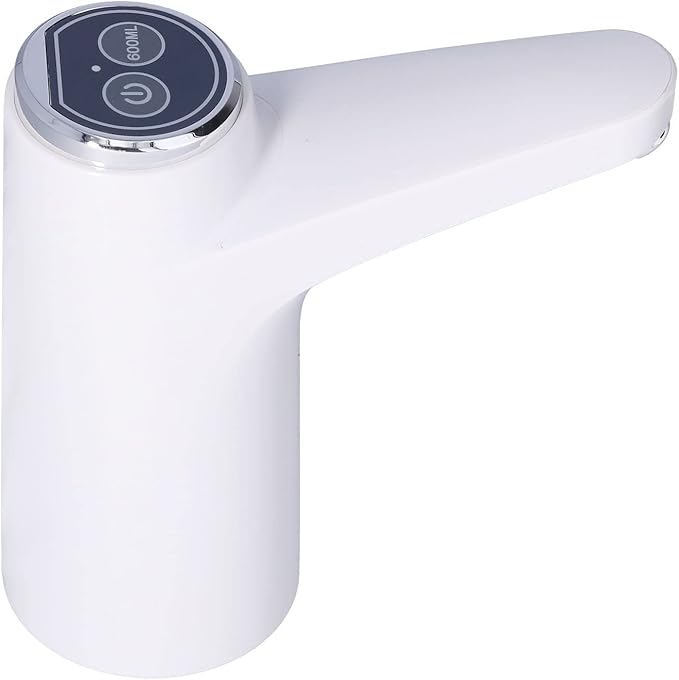 Electric Water Pump USB Rechargeable Smart Water Dispenser with Battery Indicator Quiet Operation for Home Office White Plastic Metal Construction Includes Tube USB Cable