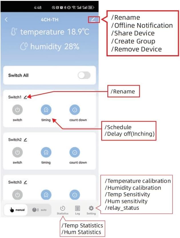 Tuya app Zigbee Temperature Humidity Sensor Controller,Phone Monitor and Control Temperature Humidity Anywhere with 4 Channel 32V 10A Dry Contact Relay Switch,Compatible with Alexa Google Home