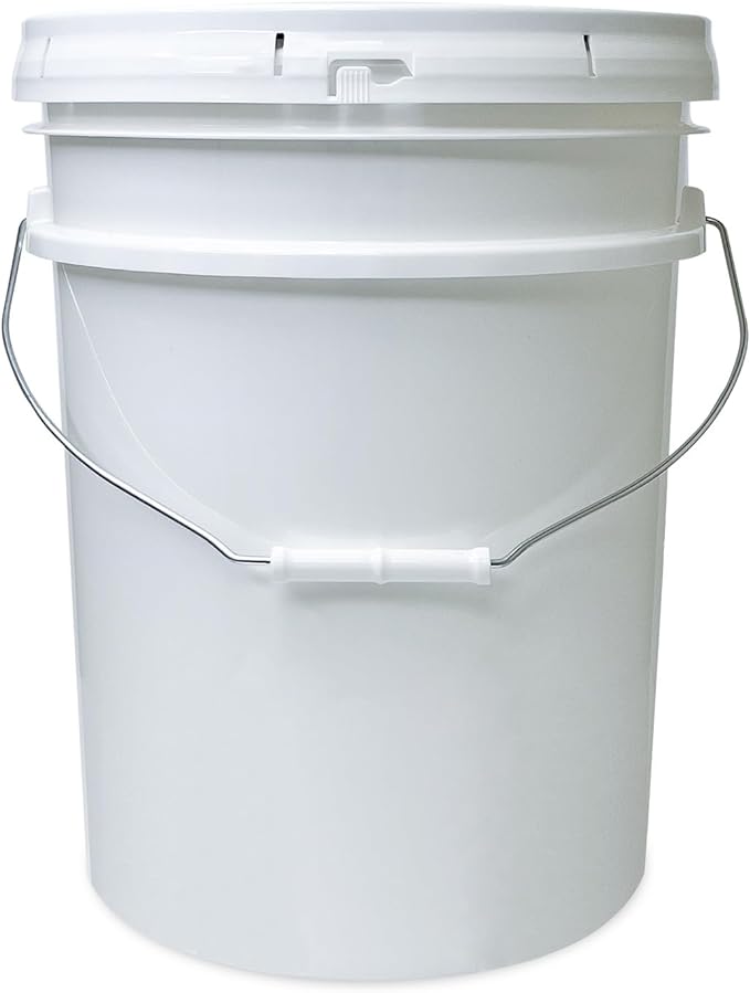 ePackageSupply 5 Gallon Bucket - Food Grade Bucket with Airtight Gasketed Tear Strip Lid, BPA-Free, Heavy-Duty 90 Mil HDPE Plastic Pail, Bulk Storage, Durable Container, Made in USA - White, 12 Packs