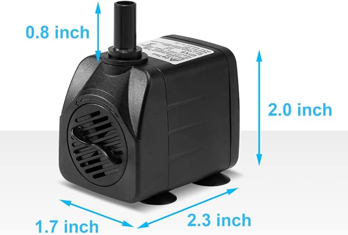 DaToo 160GPH 10W Submersible Water Pump Fountain Pump Ultra Quiet For Aquariums Fish Tank Pond Fountain Statuary Water Feature Hydroponics