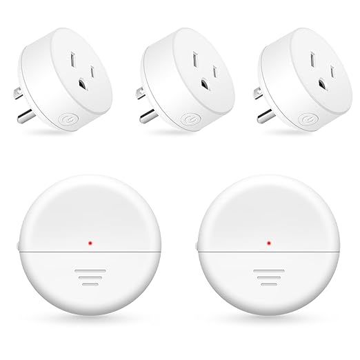 NineLeaf Wireless Motion Sensor Plug, PIR Sensor Outlet with Timer Setting to Auto Turn On/Off, Adjustable Detection Range, 15A/1500W Remote Control Plug for Christmas Lights, Fans(2Sensor 3Plugs)