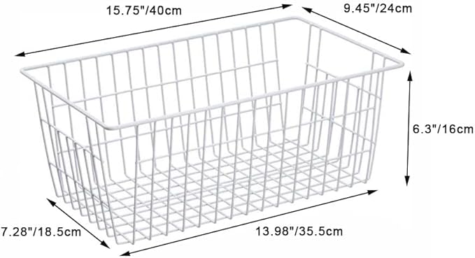 SANNO Freezer Baskets Pantry Storage Bins, Farmhouse Wire Storage Baskets Organizer Storage Bins Large Organizer Bins for Kitchen Organization Storage-Set of 8,White