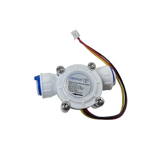 3/8" Quick Connect Water Flow Sensor Food-Grade Switch Hall Effect Flowmeter Fluid Meter Counter 0.3-10L/min (Pack of 2）