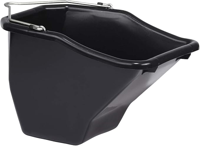 Little Giant® Plastic Better Bucket | Horse Feed Bucket | Ergonomically Designed | Flat Back Bucket | Made in USA | 10 Quarts | Black