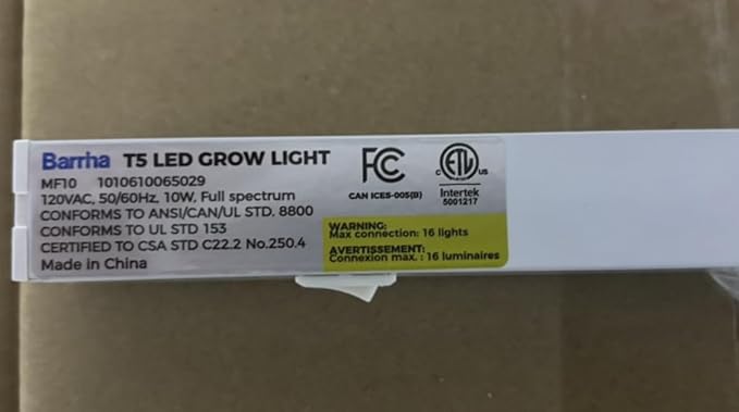 Barrina T5 Grow Lights for Indoor Plants, 2FT 40W (4 X 10W) LED Grow Light with Separate Switch, Linkable Grow Lamp, Indoor Plant Lights for Growth with White Cover, 5000K, 4 Packs