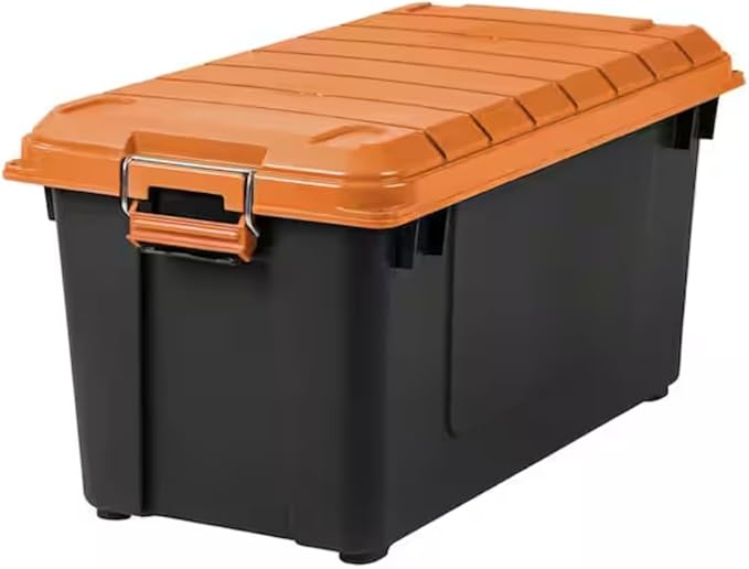 21-Gallon Storage Tote, Black with Orange Lid (Set of 3) WU59385
