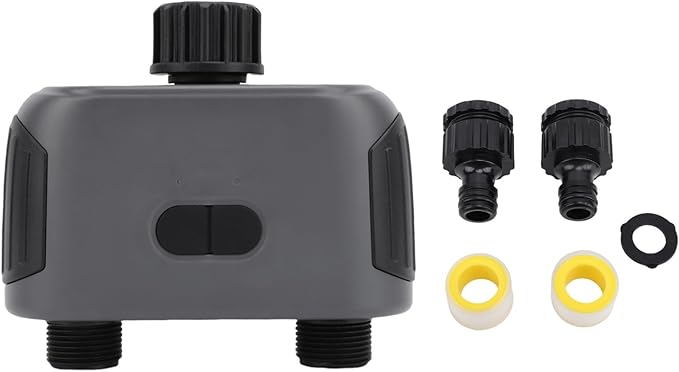 Zunate Bluetooth Irrigation Timer with 2 Outlets, Smart Water Valve Controller for Garden Drip and Sprinkler Systems Featuring Adjustable Weather Delay Settings