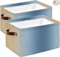 Blue Yellow Ombre Storage Bins Cubes Waterproof Cloth Storage Basket, Farmhouse Modern Gradient Art Foldable Storage Bags for Shelf Closet Clothes Storages Organizers with Handles 15x11x9.5 in 2PCS