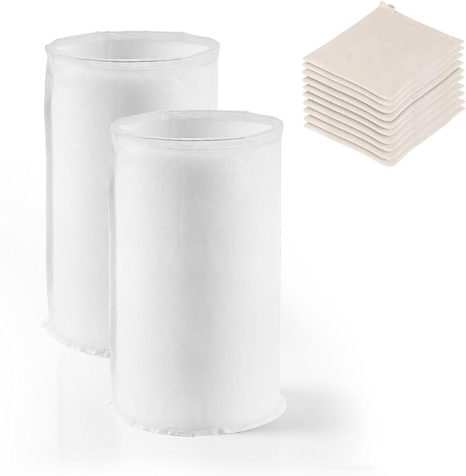 VEVOR Brew Bags, 2 PCS Food Grade Nylon Material Grain Bag, 10 PCS Natural Cotton-Linen Hop Bag, Easy to Clean, Reusable & Ultra-Fine Mesh Home Brewing Bags, Only for Our Automatic Beer Brewer