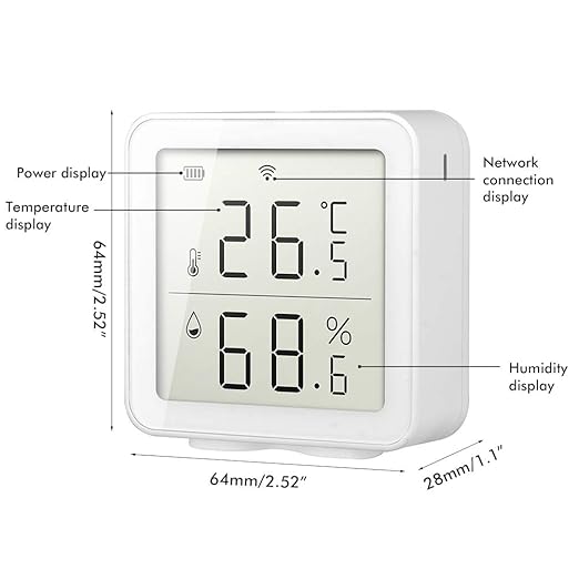 JTLB Thermometer Outdoor Thermometer, 10x9x5 Smart Humidity Sensor Hygrometer Outdoor Indoor Thermometer Digital LCD Display Temperature Humidity Monitor