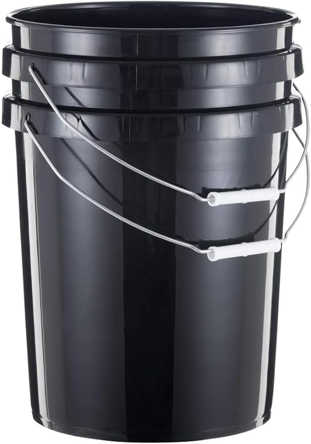 United Solutions 5-Gallon Heavy-Duty Buckets with Snap-On Lids, 6-Pack – BPA-Free, Food-Grade Plastic, Multi-Purpose Storage for Home, DIY, and Job Sites – Black