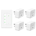 NineLeaf Wireless Remote Power Control Outlet Plug Kit, 4 Square Remote Control Outlet Plug with 1 Switch, 15A/1500W, No Wiring, 500ft RF, Remote Light Switch for Lamps Household