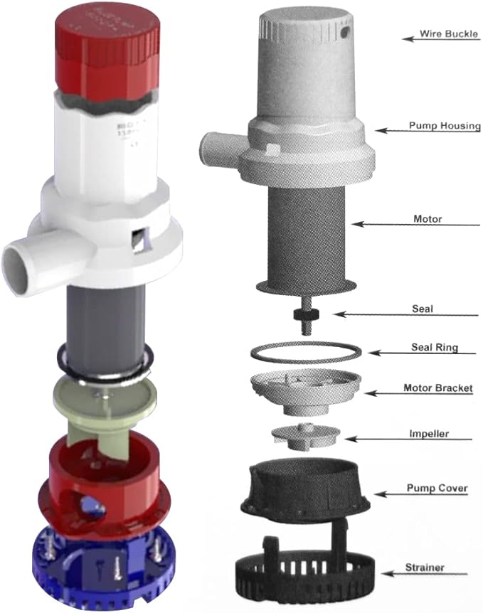 Electric Boat Bilge Pump with Float Switch for Boat Set, 1500GPH 12V Bilge Pump Kit with Automatic Float Switch