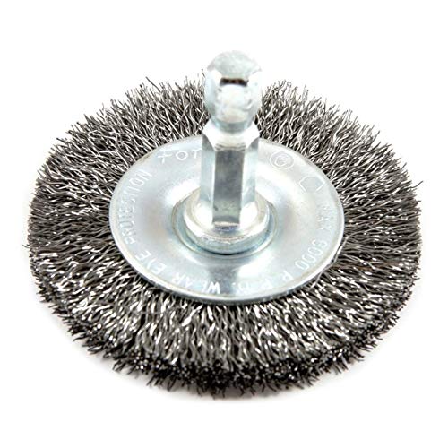 Forney 72728 Wire Wheel Brush, Fine Crimped with 1/4-Inch Hex Shank, 2-Inch-by-.008-Inch