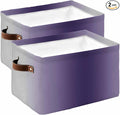 Purple Grey Ombre Storage Bins Cubes Waterproof Cloth Storage Basket, Farmhouse Gradient Minimalist Foldable Storage Bags for Shelf Closet Clothes Storages Organizers with Handles 15x11x9.5 in 2PCS