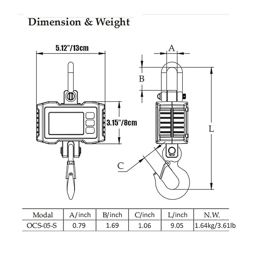 Hyindoor Digital Hanging Scale - 1000kg/2200lb Industrial Heavy Duty Crane Scale, Smart, High Accuracy Electronic