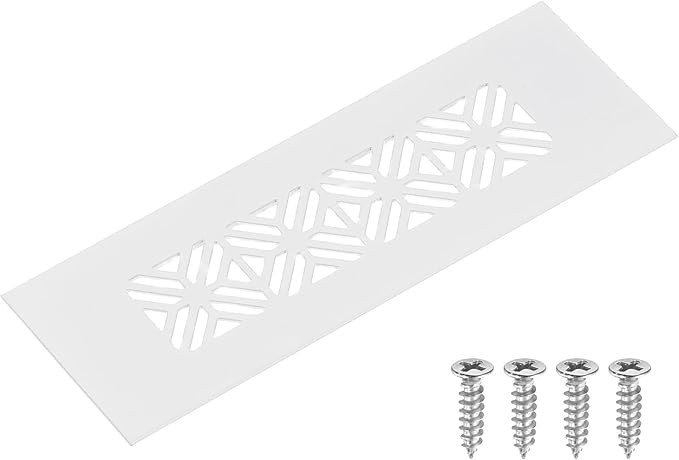 uxcell Aluminum Alloy Air Vents, 150 x 50mm / 5.9 x 2" Rectangle Louvered Ventilation Grille Cover with Mounting Screws for Door Cabinet Wardrobe, White