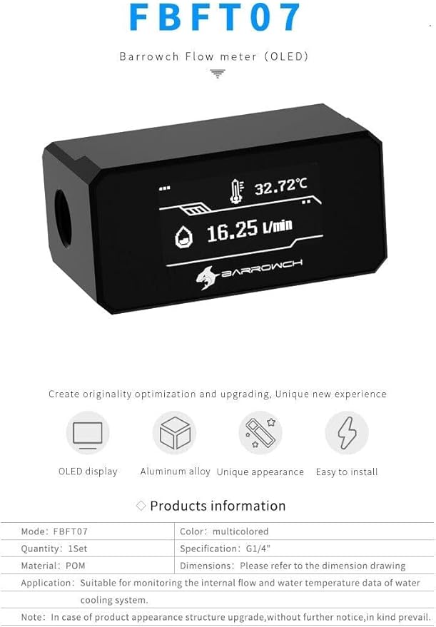 BarrowCH OLED Temperature Display with Alarm and Intelligent Shutdown