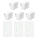 NineLeaf Remote Control Square Outlet Plug Switch, Buckle Design & Removable Wireless Light Switch, No Wiring Needed, 500 ft, 15A/1500W, Programmable, for Household Appliances,3 Switches 5 Outlets
