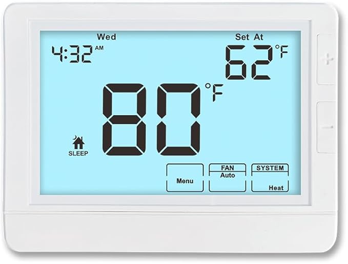 Programmable Thermostat for House, Auto Changeover Heat Pump Thermostat for Multi-Stage,2H/2C Conventional Systems or 4H/2C – Automatic Switching Between Heating & Cooling Modes, White Backlight