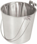 Advance Pet Products Heavy Stainless Steel Bucket with 2 Hooks Flat Side, 1 Quart | Durable Food & Water Pail for Dogs, Cats, Kennels, Cages and Critter Crates | Multi-Purpose Bucket